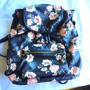 LD FLORAL BACKPACK FAUX LEATHER Buttery Soft & Light Weight